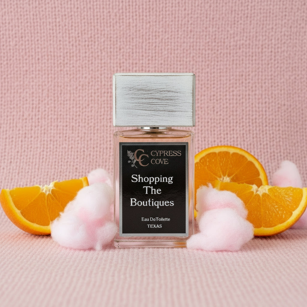 Shopping The Boutiques Eau De Toilette bottle with citrus and floral design representing bright, carefree scent