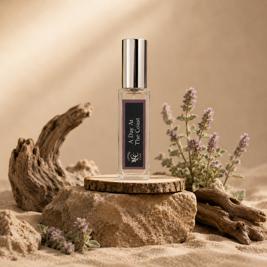 A Day At The Coast 10mL travel spray perfume bottle with coastal breeze and driftwood scent