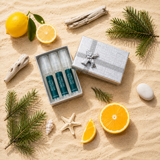 Sun & Shore Discovery Set with three coastal-inspired fragrances from Cypress Cove